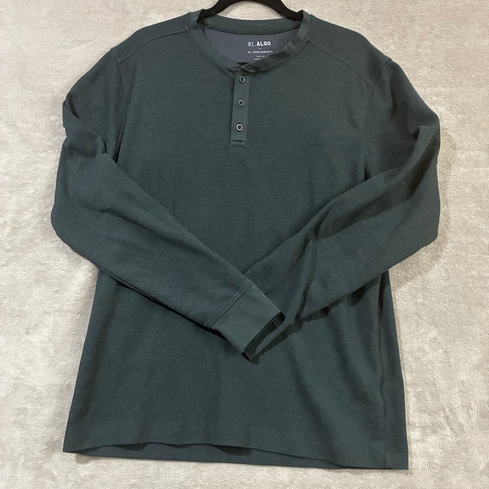 01.ALGO Henley Shirt Men Large Performance Quick Dry Waffle Knit Outdoor Normore